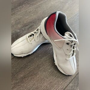 Foot Joy Golf shoes for boys.  Size 2, white with blue and red.